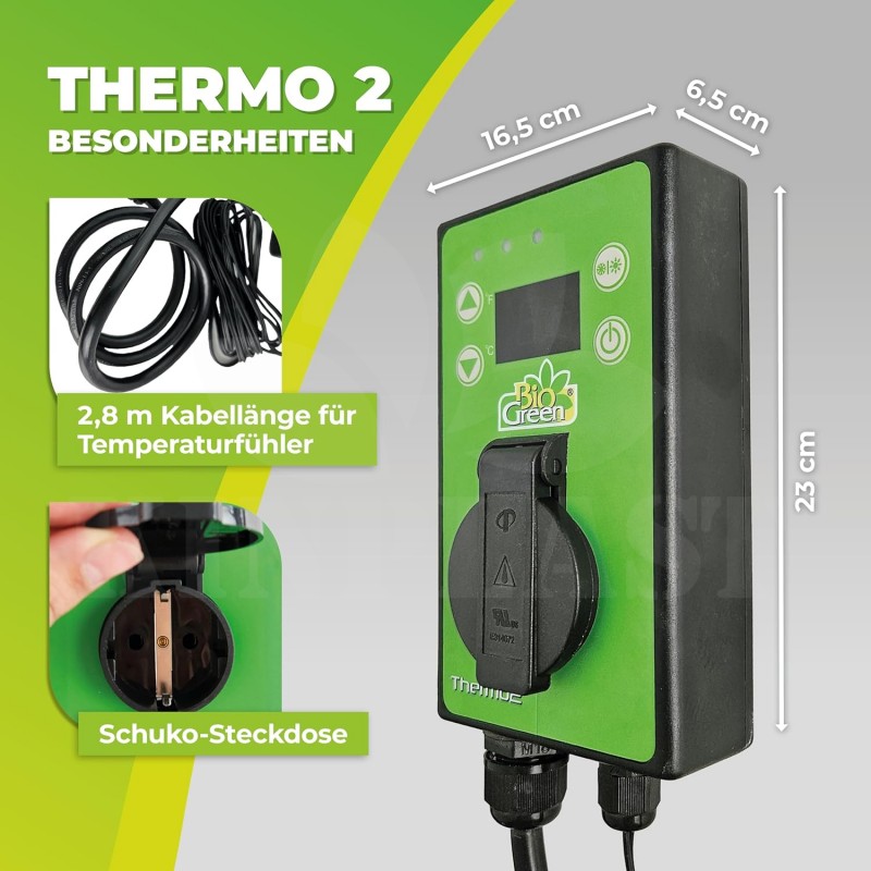 Digitální regulátor teploty BioGreen, termostat max. 3000W, pro topení, sepnutí přístroje od -50~99 °C